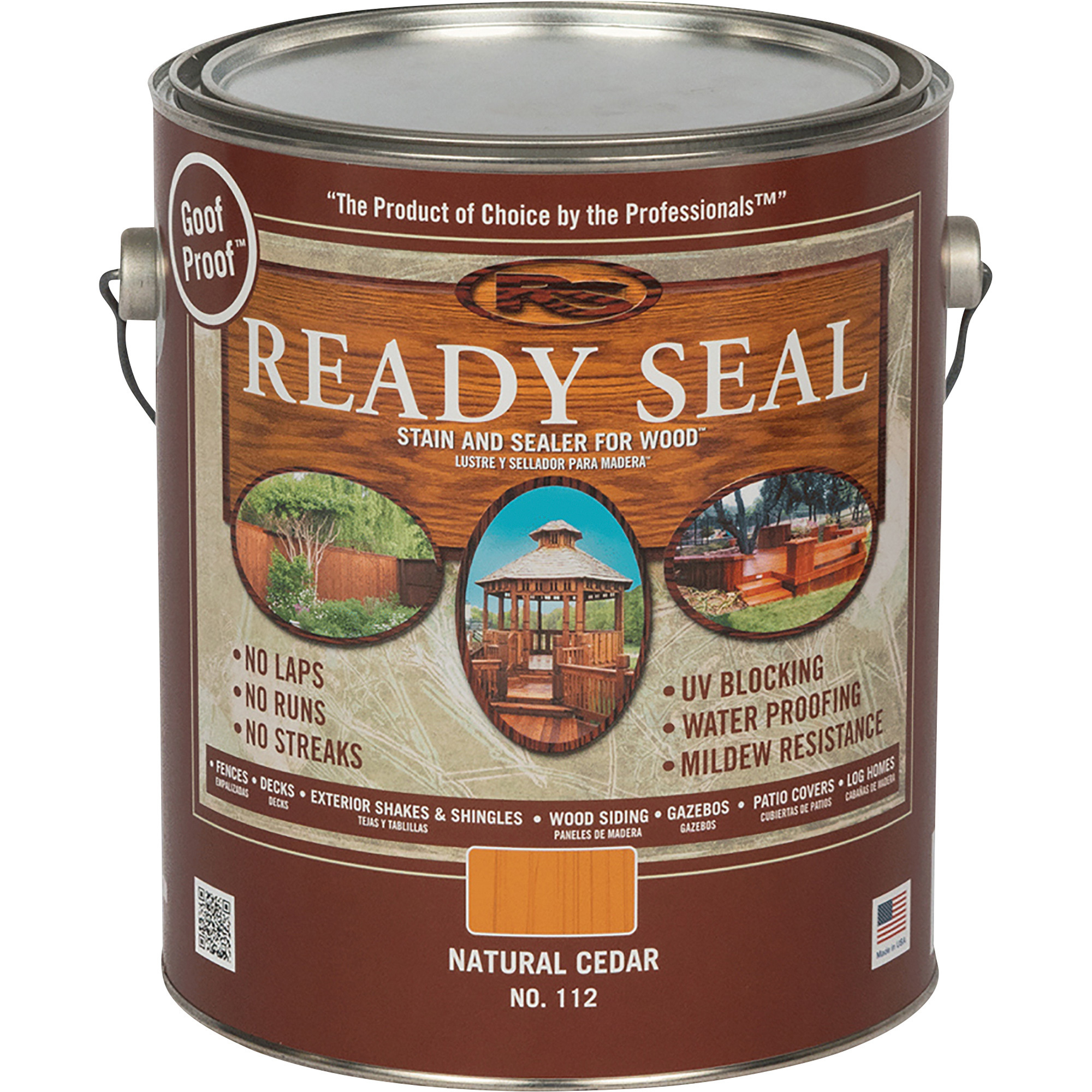 READY SEAL Exterior Wood Stain and Sealer, 1-Gal., Natural Cedar, Semi-Transparent, Flat, Model# 112